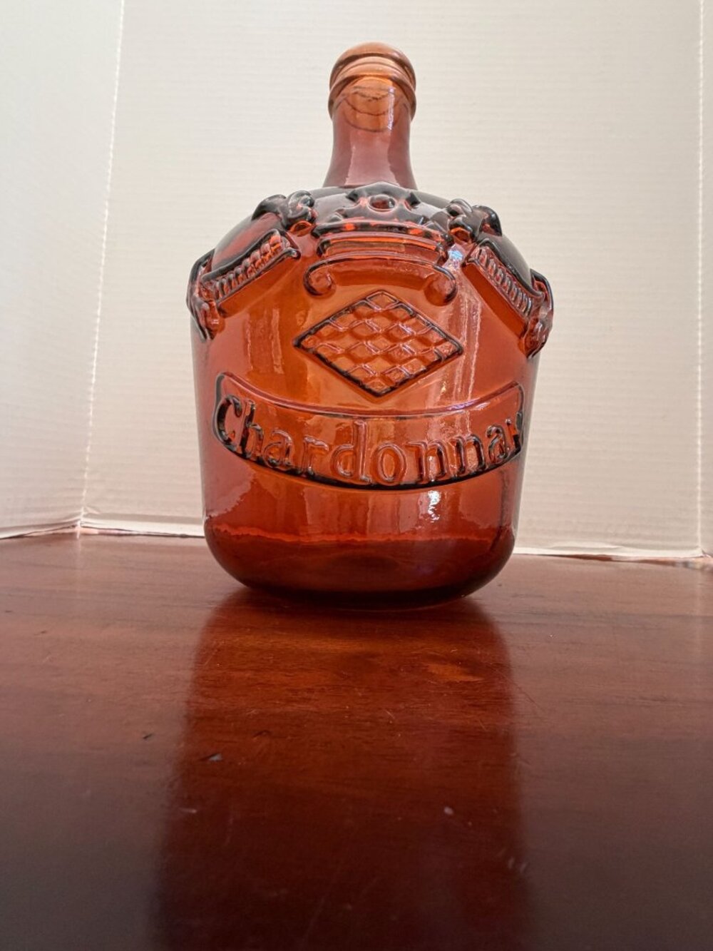 Chardonnay 12" Embossed Orange Glass Decorative Bottle